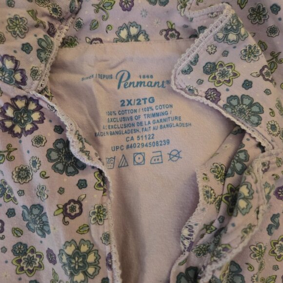 🌸 Penmans 100% Cotton Floral Pajama Set - Plus Size 2X EUC - Picture 4 of 4